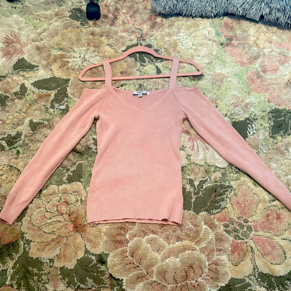Guess Pink Cold Shoulder Sweater